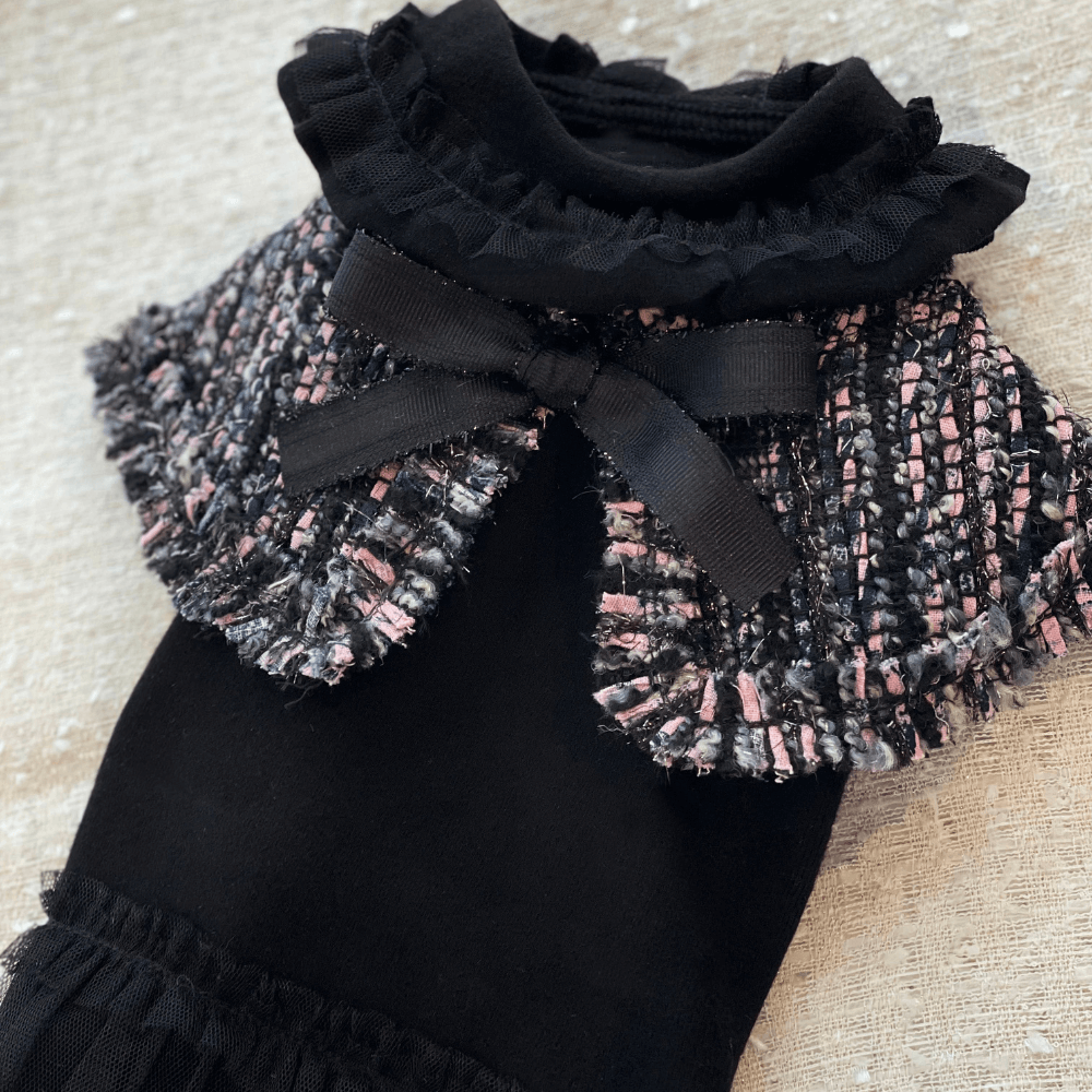 Black Pink Tweed Cape