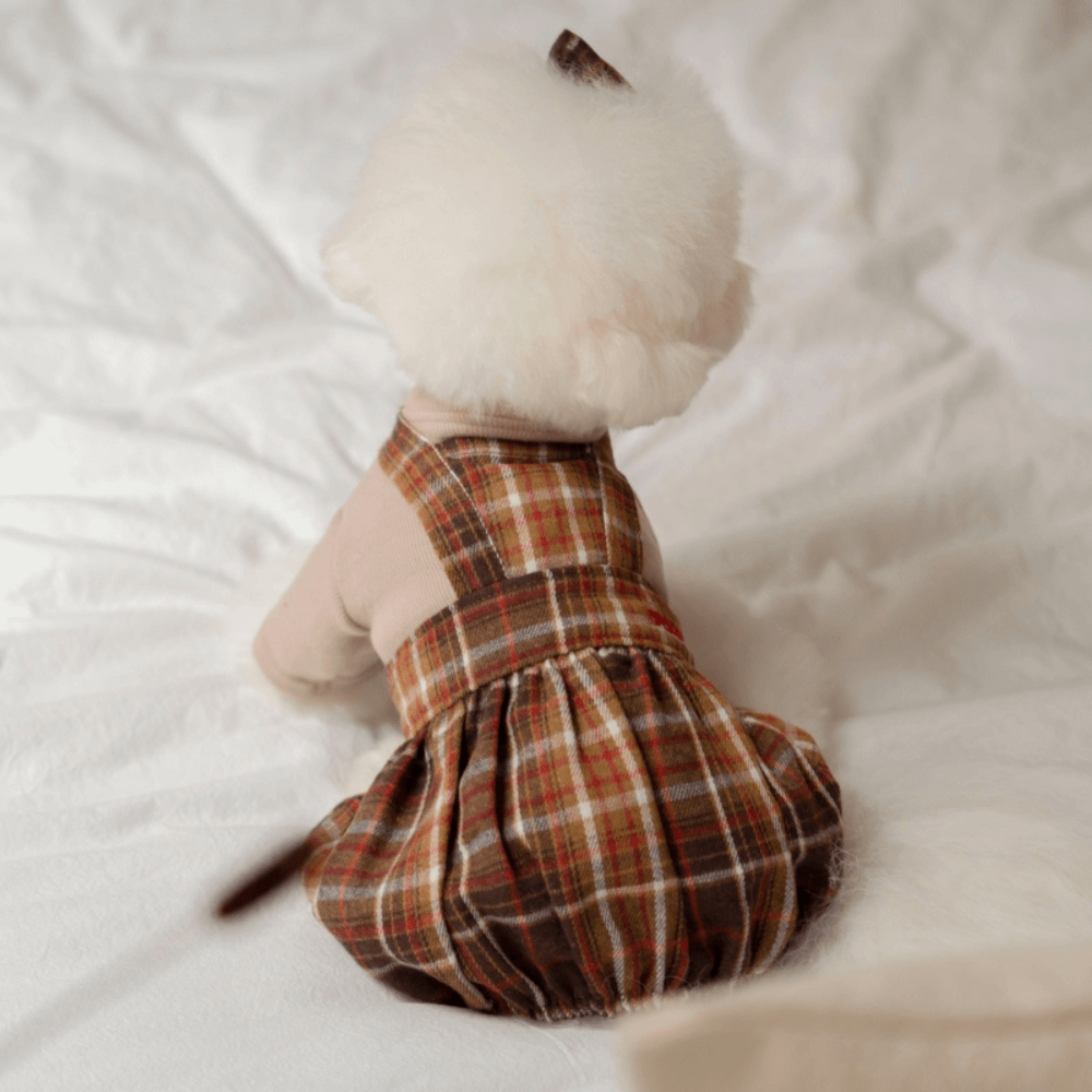 Wool Check Overall Romper