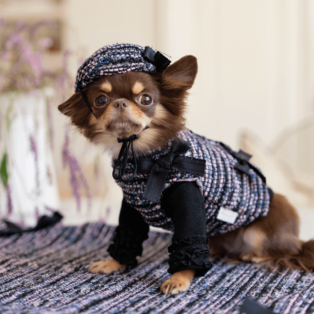 Black Pink Tweed Hunting Cap